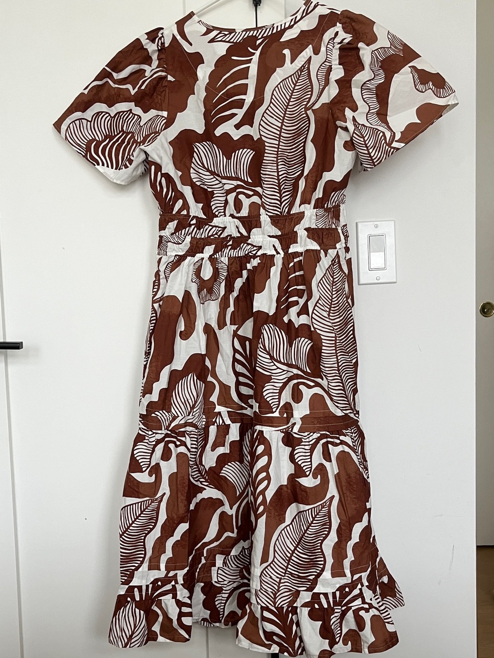 Anthropologie Somerset Brown and White Printed Midi Dress - Picture 3 of 3